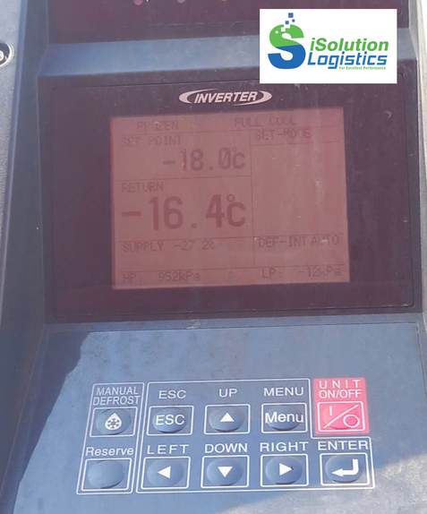 Temperature display of a reefer container, iSolution Logistics